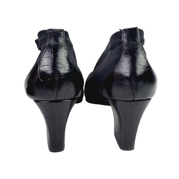 Donald J. Pliner Reya Neoprene Brazillian Crocodile Leather Booties Sz 6.5 - Picture 7 of 9